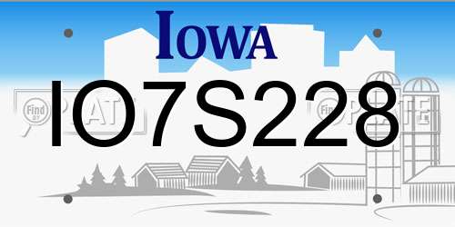 IO7S228 Iowa License Plate