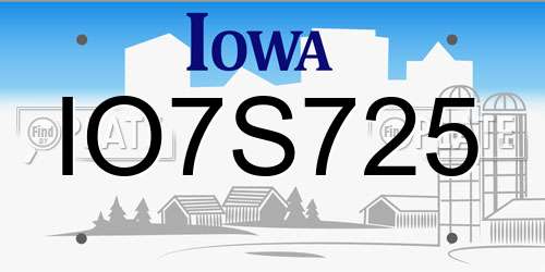 IO7S725 Iowa License Plate