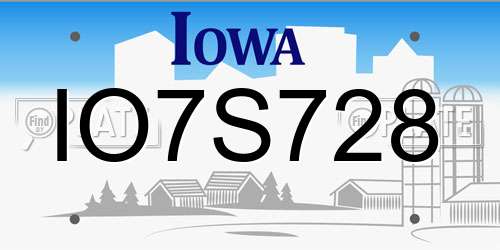 IO7S728 Iowa License Plate