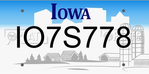 IO7S778 Iowa License Plate