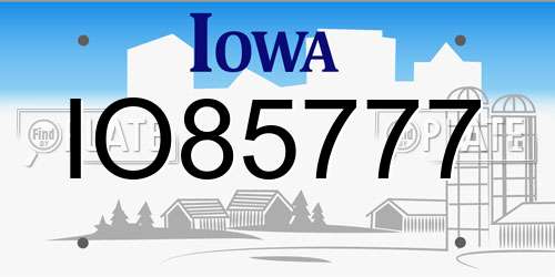 IO85777 Iowa License Plate