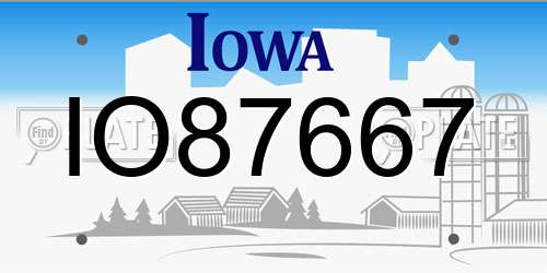 IO87667 Iowa License Plate
