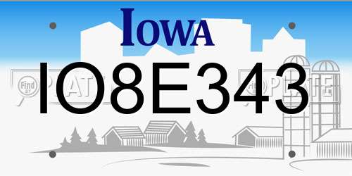 IO8E343 Iowa License Plate