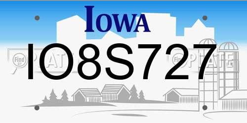 IO8S727 Iowa License Plate