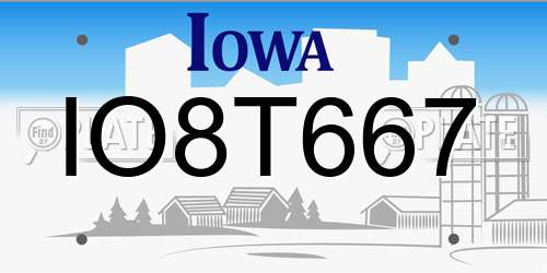 IO8T667 Iowa License Plate