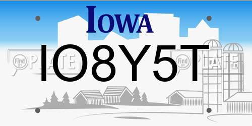 IO8Y5T Iowa License Plate