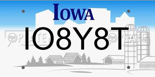 IO8Y8T Iowa License Plate