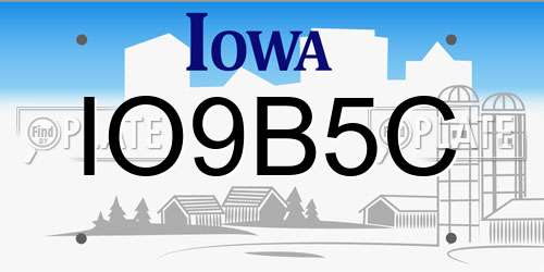 IO9B5C Iowa License Plate