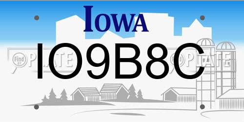 IO9B8C Iowa License Plate