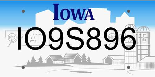 IO9S896 Iowa License Plate