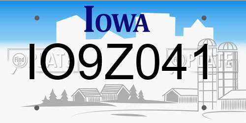 IO9Z041 Iowa License Plate