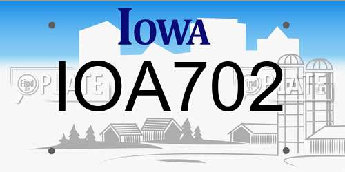 IOA702 Iowa License Plate