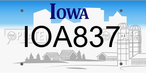 IOA837 Iowa License Plate