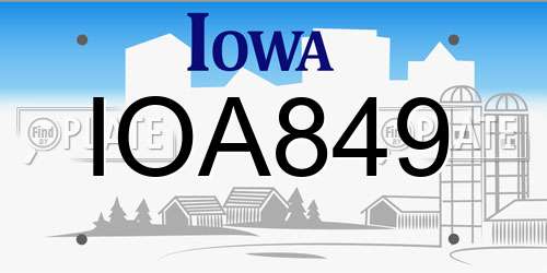 IOA849 Iowa License Plate