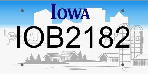 IOB2182 Iowa License Plate