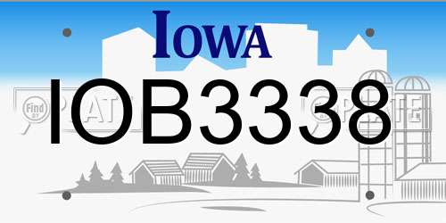 IOB3338 Iowa License Plate