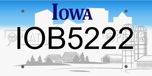 IOB5222 Iowa License Plate