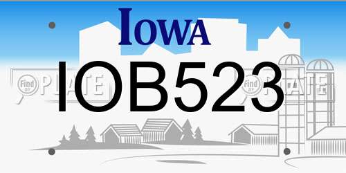 IOB523 Iowa License Plate