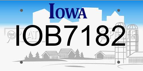 IOB7182 Iowa License Plate
