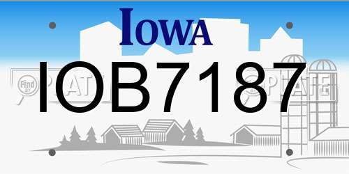 IOB7187 Iowa License Plate
