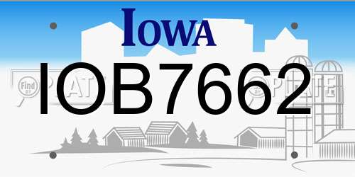 IOB7662 Iowa License Plate