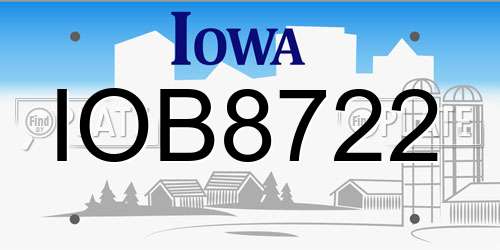 IOB8722 Iowa License Plate