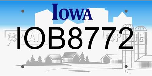 IOB8772 Iowa License Plate