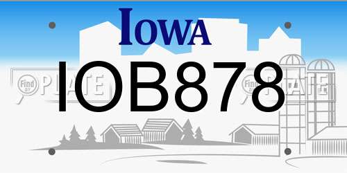 IOB878 Iowa License Plate