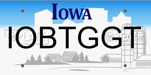 IOBTGGT Iowa License Plate