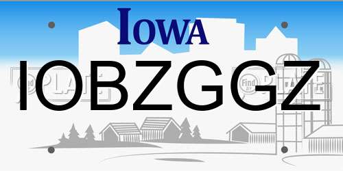 IOBZGGZ Iowa License Plate