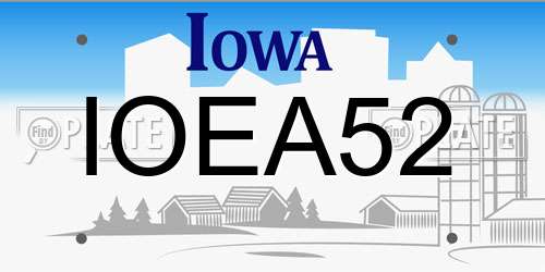 IOEA52 Iowa License Plate