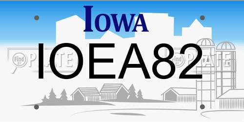 IOEA82 Iowa License Plate