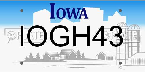 IOGH43 Iowa License Plate