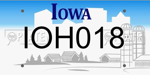 IOH018 Iowa License Plate