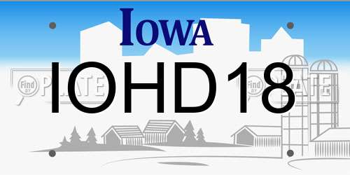 IOHD18 Iowa License Plate