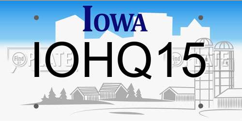 IOHQ15 Iowa License Plate