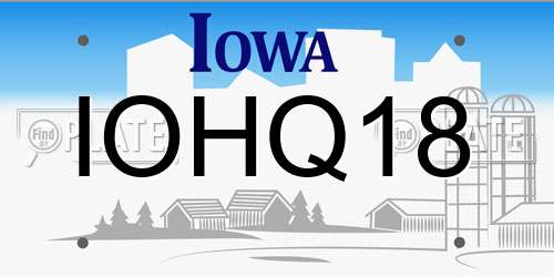 IOHQ18 Iowa License Plate