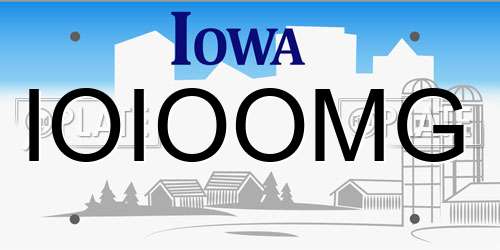 IOIOOMG Iowa License Plate