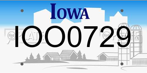 IOO0729 Iowa License Plate