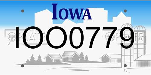 IOO0779 Iowa License Plate