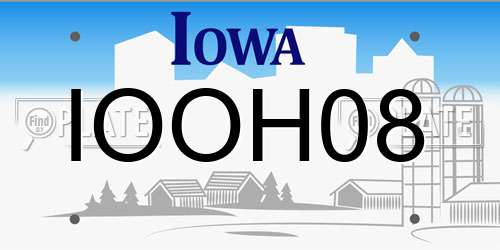 IOOH08 Iowa License Plate
