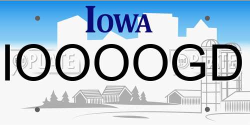 IOOOOGD Iowa License Plate