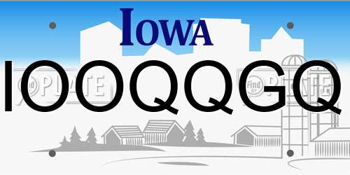 IOOQQGQ Iowa License Plate