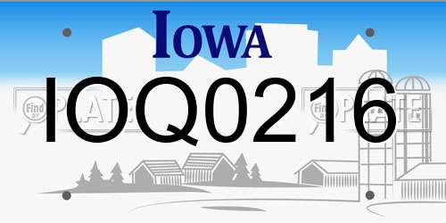 IOQ0216 Iowa License Plate