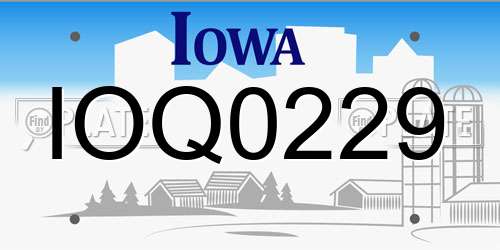 IOQ0229 Iowa License Plate