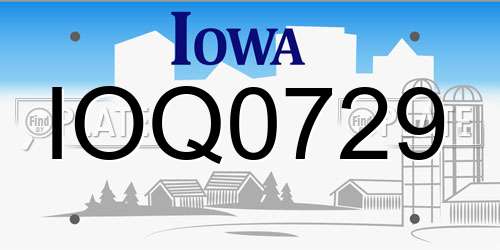 IOQ0729 Iowa License Plate