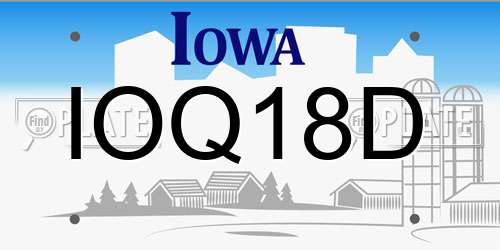 IOQ18D Iowa License Plate