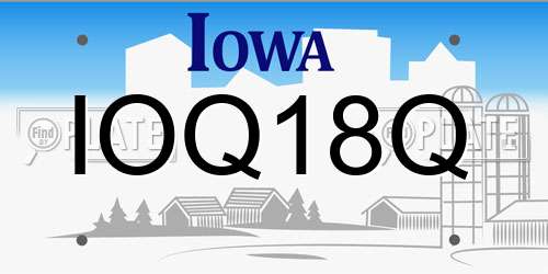 IOQ18Q Iowa License Plate