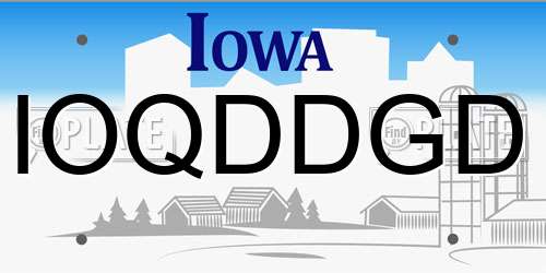 IOQDDGD Iowa License Plate