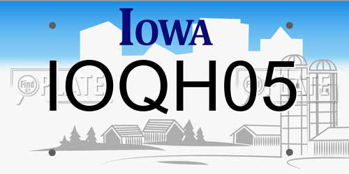 IOQH05 Iowa License Plate